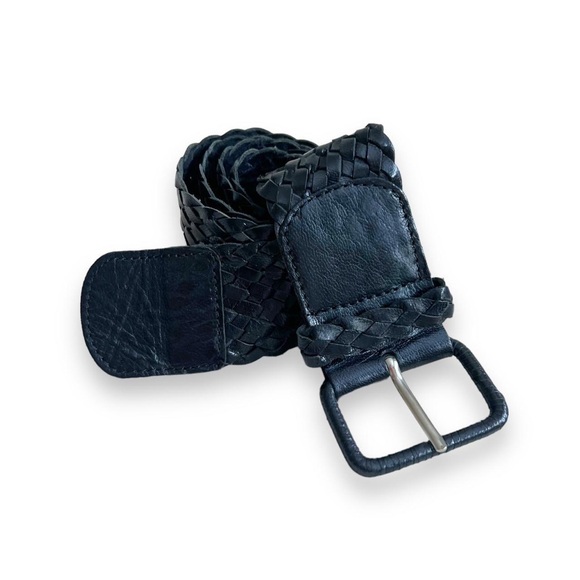 Vintage black braided leather belt - Picture 1 of 3